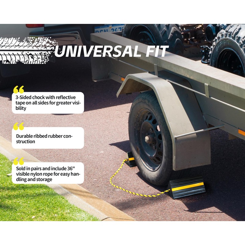 MaxxHaul 50019 Heavy Duty 3-Sided Rubber Wheel Chock with Yellow
