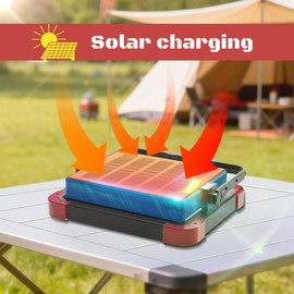 100W Solar LED Work Light - Ultra Bright Portable Magnetic Flood Light with Stand IP66 Waterproof 5 Modes Rechargeable Lamp for Job Site, Camping, Fishing, Car Repair & Emergency