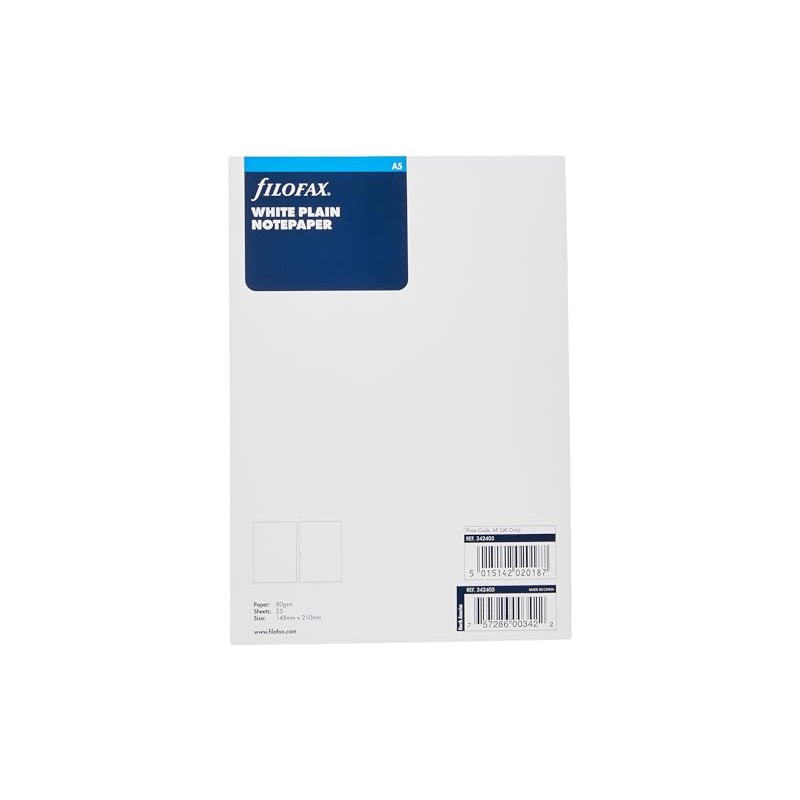 Filofax A5 White Plain Notepaper