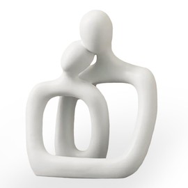 BANOMII - Estatua abstracta para parejas, decoración minimalista de recámara para parejas, esculturas blancas para amantes de abrazar, decoración moderna para el hogar, oficina, decoración de soporte
