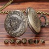 Mini DND Dice Set, with Steampunk Dragon Head Pocket Watch
