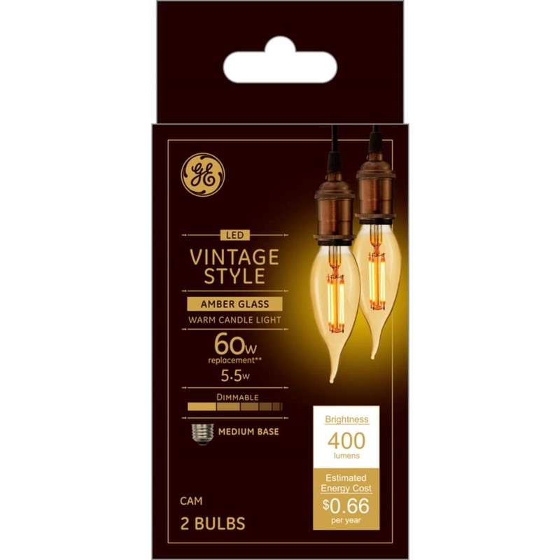 GE Lighting VintaStyle LED Decorative Light Bulbs, 5.5 Watts (60