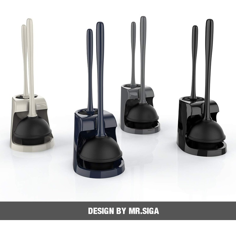 MR.SIGA Toilet Plunger and Bowl Brush Combo for Bathroom Cleaning,