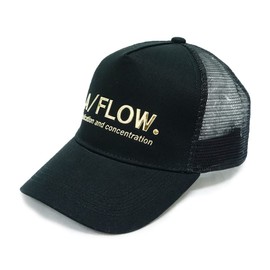 Aiming Flow (KSH296) Men's Mesh Cap, 3 Colors, Size: 21.7 - 24.0 inches (55 - 61 cm), Snapback, Cotton, Unisex, Hat, Mesh Cap, Baseball Cap, Logo, black/gold