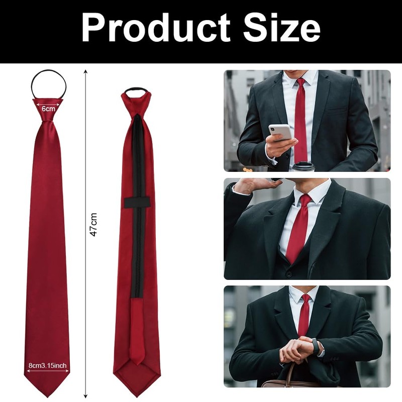 AUYAO Men's Ties, Plain Classic Pre-Tied Knot Tie 8 cm,