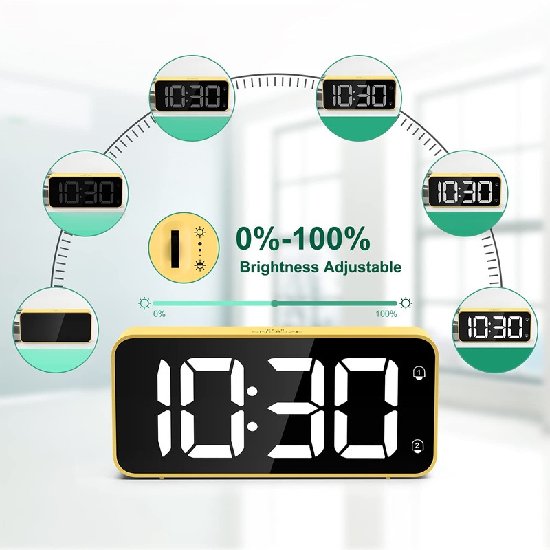 HERMIC Alarm Clock Bedside Clock Large Digital Led Display, Full-Range