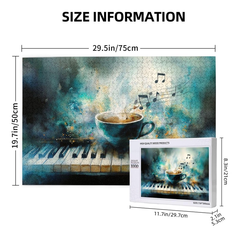 Wooden Jigsaw Puzzle 1000 Pieces for Adults, Elegant Piano Keyboard