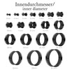 Treuheld® Titanium Flesh Tunnel Black Thin 9 Sizes, Titanium