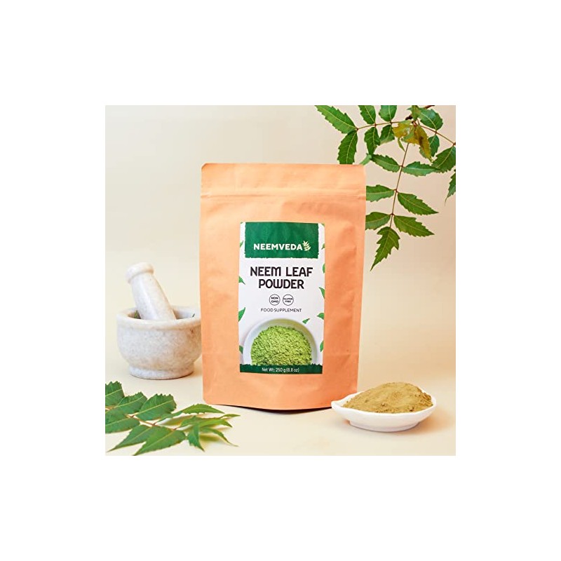 Neemveda Neem Leaf Powder (Azadirachta Indica) for Eating, Organically Grown