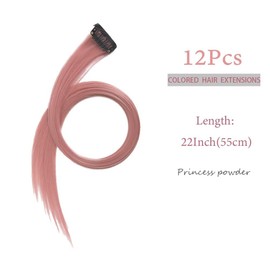 Princess Pink Hair Strands for Clip-In 12 Pieces 55 cm Hair Strands for Braids / Braiding Hairstyles Clip in Extensions Individual Strands Colourful Hair Strands Kids Hair Extensions Accessories