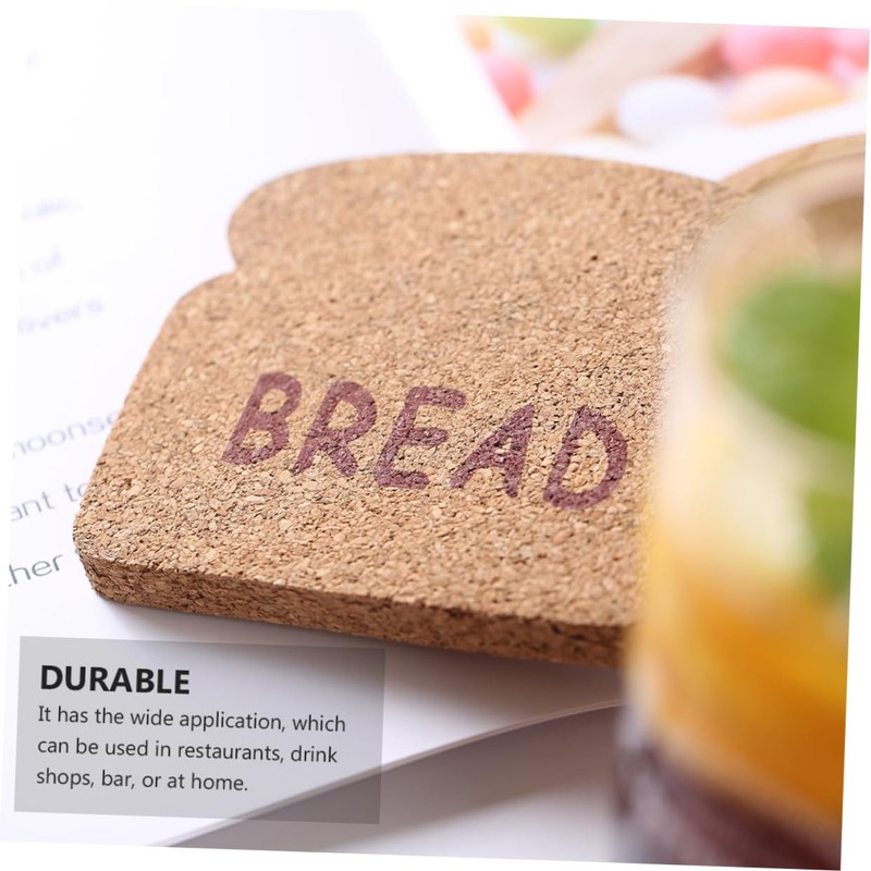 Ciieeo 1set Wooden Cup Pads Heat Resistant Cork Coasters Bread