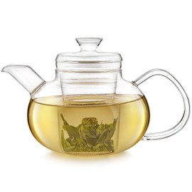 Teabloom Pure Connoisseur Heatproof Glass Teapot With Microdot Glass Infuser For Whole Leaf Teas, 34 Ounces – A Tea Purist's Choice