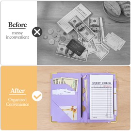 FIODAY Server Book, Alphabet Server Books for Waitress, Leather Waitress Book with Zipper Pocket Serving Book Server Manual Checkbook Fits Server Apron,Purple A