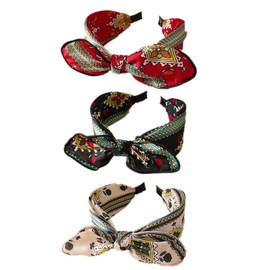 2Pcs Women's Headband Cross-knotted Wide-brimmed Hairbands Fashion Little Flowers Headband Hair Accessories For Women And Girls (3SCARF)