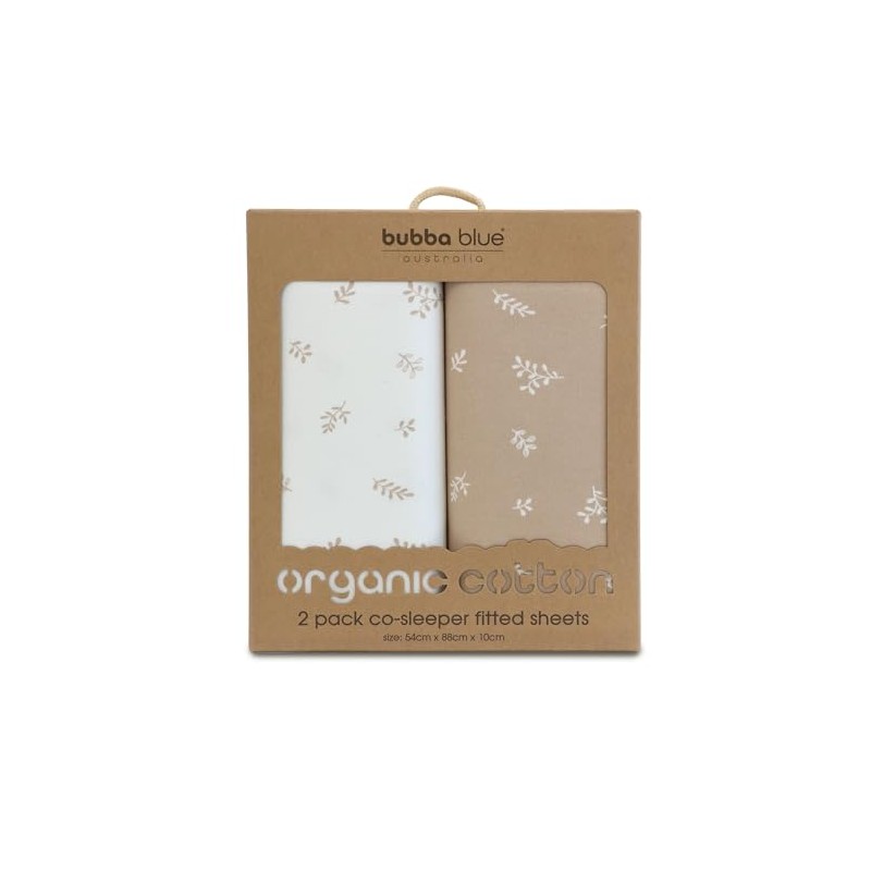 Bubba Blue Organic Cotton Co-Sleeper Fitted Sheets, Chestnut (Pack of