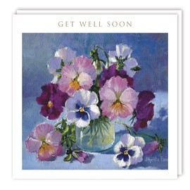 Tracks Publishing General Artistic Get Well Card - Bright Floral Bouquet in Glass Jar - Eco-Friendly