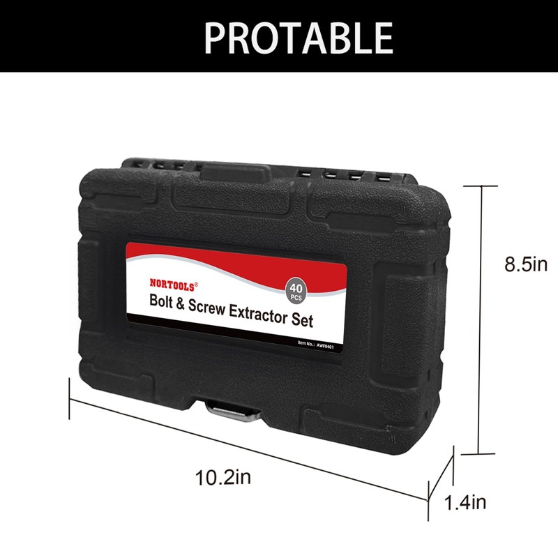 NORTOOLS 40Pcs CR-MO Screw & Bolt Extractor Set with Left