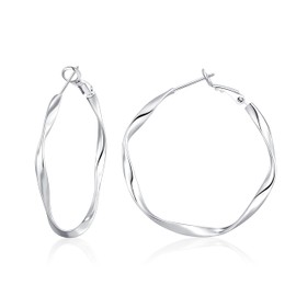 OOOPEL Sterling Silver Hoop Earrings for Women Lightweight Hypoallergenic Large Silver Hoop Earrings for Women 30MM 40MM 50MM 60MM