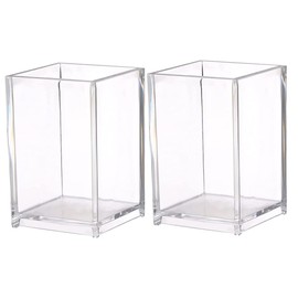 Operitacx 2pcs Box Acrylic Storage Clear Makeup Brush Organizer Clear Container Pen Pencil Container Makeup Brush Cup Acrylic Pen Acrylic Pp Student Multifunction Pencil Case