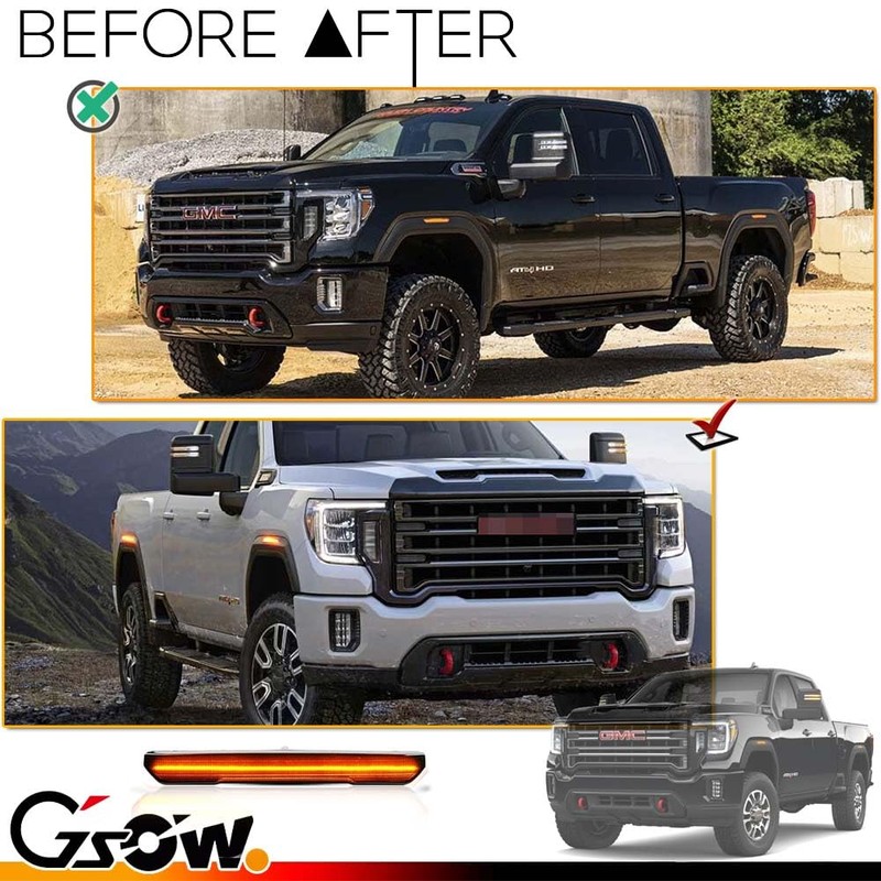 GSOWO 4 PCS Smoked LED Side Marker Light for Sierra