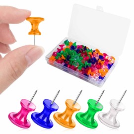 100 Pieces Giant Push Pins, 1 Inch Thumb Tacks Steel Point Map Plastic Head Push Pins Jumbo Marking Pins For Cork Boards Map Calendar Photo Home Office Craft Projects Multi Colors