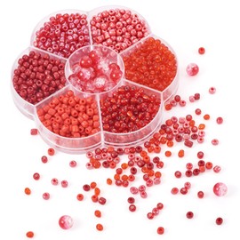 KISSITTY Red Glass Crystal Seed Beads Colorful Rondelle Round 7 Styles Drilled Small Craft Loose Spacer Beads for DIY Beading Brooches Necklaces Earrings Bracelets Jewelry Making