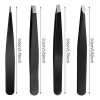 Pinzas De Cejas Profesionales De Acero Inoxidable 4 Piezas Negro
