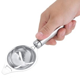 Mumusuki Separador de Huevo Profesional de Acero Inoxidable - Filtra Yemas y Claras, Rompe Cascarones Gancho Colgante, Fácil Limpieza y Almacenaje