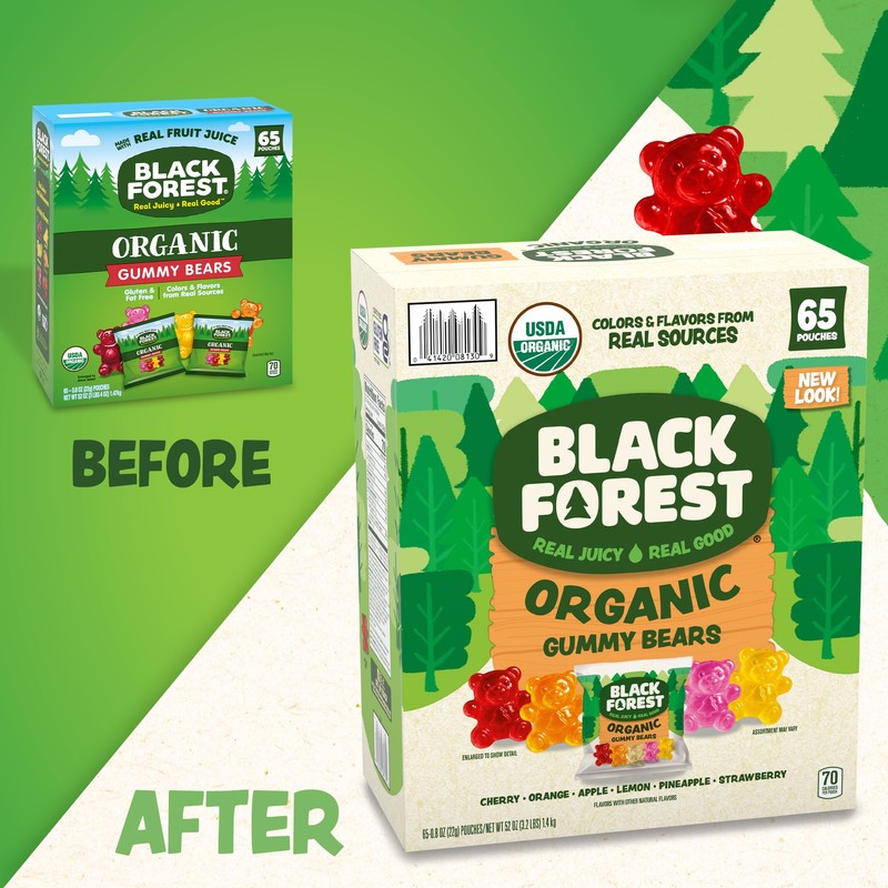 Black Forest USDA Organic Gummy Bears - 65 Pouches -