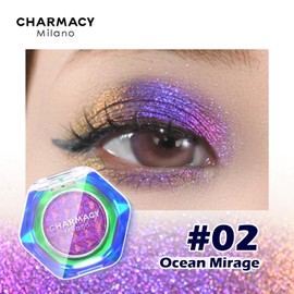 CHARMACY Multichrome Glitter Eyeshadow, Intense Pigmentation Chameleon Sparkling Eyeshadow, Bright Highlighter Duochrome Eye Make Up, Multi-Reflective Finishes Glitter Metallic Eye Makeup #02