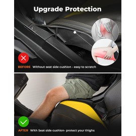 KEMIMOTO Seat Side Pad Assembly Compatible with 2017-2025 Can-Am Maverick X3 MAX and Maverick R, PU Foam Seat Side Cushion for UTV Accessories, Thigh Protection Comfort Pillow(1 Pair) (Black)