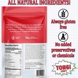 Beef Jerky Variety 4 Pack - Spicy Classic Snacks - Low Sugar, Gluten-Free, No Nitrates, High Protein Jerky - Made with All-Natural Beef by Tong Jerky - 2.25 Oz Bags each