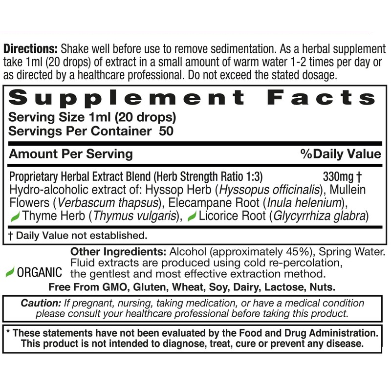 HealthAid Bronchial Formula, 1.7 oz, Herbal Respiratory Support with Hyssop,