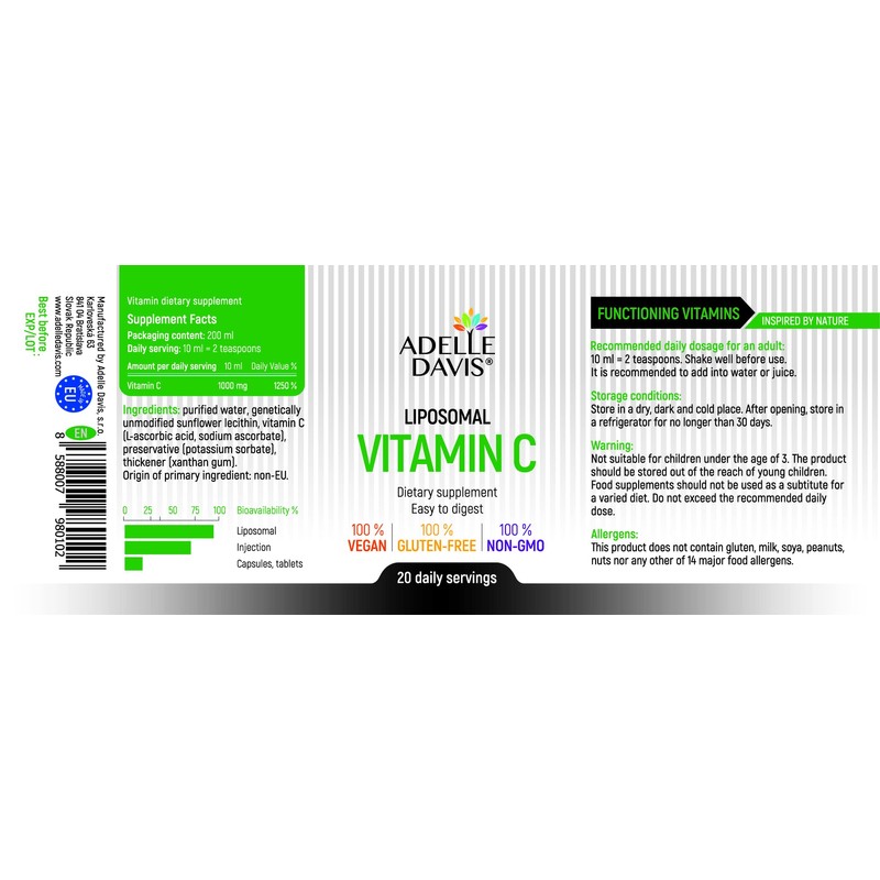 Adelle Davis® Liposomal Vitamin C 1000 mg High Dose Liquid