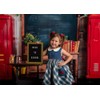 Kate Back to School Red Locker Blackboard Wooden Striped Wall