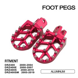 IUVWISN Dirt Bike Foot Pegs,Motorcycle Footpegs Wider Foot Rest Pedal CNC for DRZ400SM 05-24 DRZ400 00-04 DRZ400S 00-24 DRZ400E 00-07 RM250 89-06 RM250Z 01-06 RMX250 89-96 Red