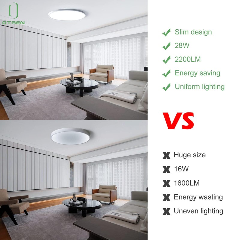 OTREN LED Ceiling Light Flat 2400 lm, 6500 K Cool