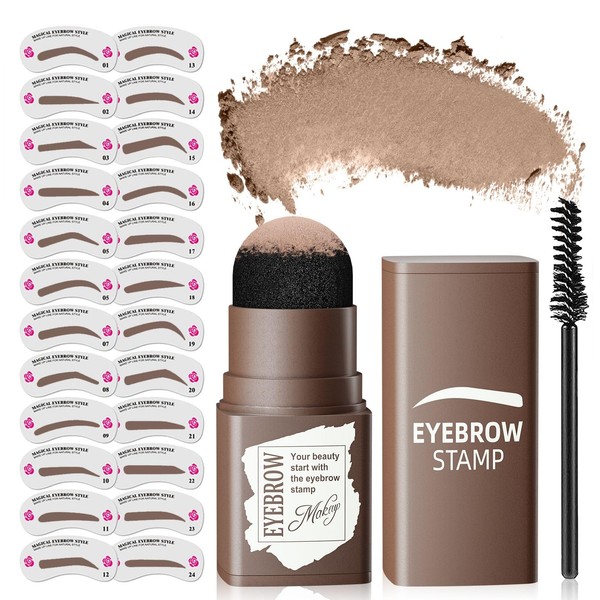 Eyebrow Stamp Stencil Kit - Long-Lasting Eyebrow Powder with Brush,