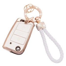 HQRKOTM 1 Piece Car Key Case Key Cover for VW Golf 7 Polo MK6 Jetta 4 Touran Karoq Superb Fabia Seat Leon Ateca Ibiza 3 Buttons Car, a
