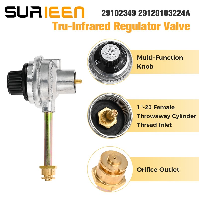 SURIEEN 29102349 29103224A Regulator Control Valve, Compatible with Charbroil Grill2Go