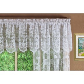 Today's Curtain Floral Vine Lace Tailored Valance 18", White, 60W x 18L