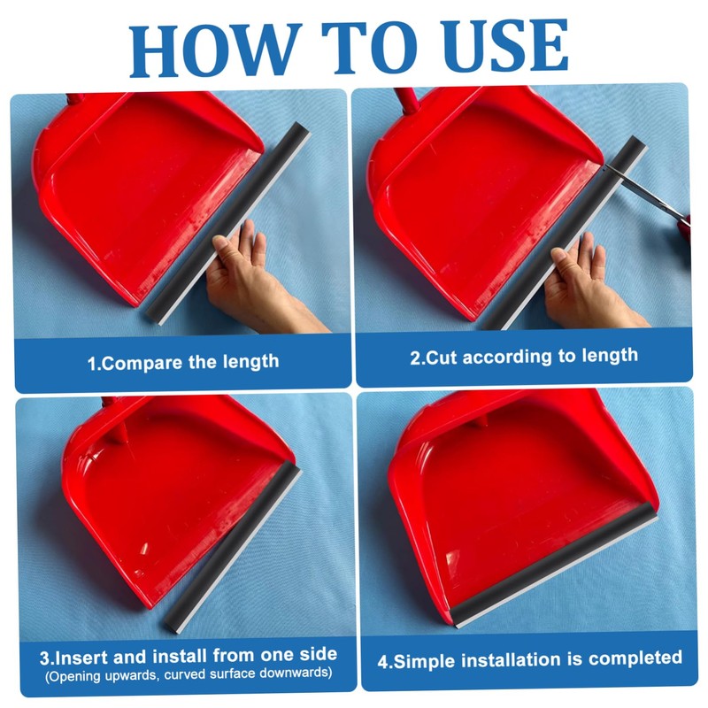 GLEAVI 4pcs Dustpan Rubber Lip Replacement Strips Easy to Install