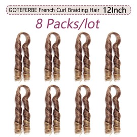 French Curly Braiding Hair Loose Wavy Hair for Braids Bouncy Braiding Extensions Synthetic French Curl Crochet Braids for Black Women 12 Inch