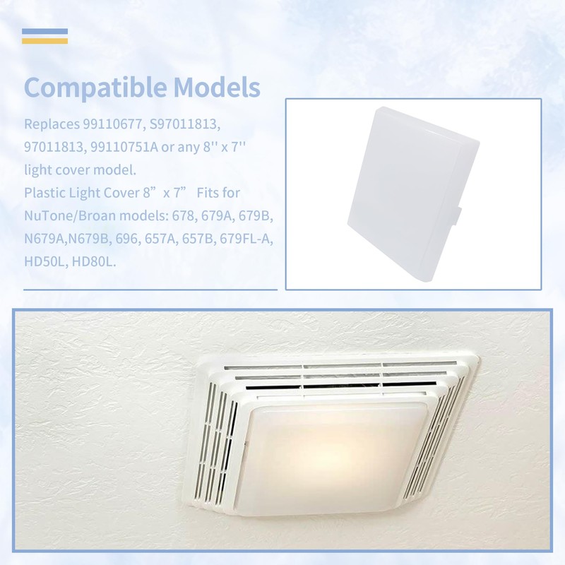 yrjns AP5609551 Light Cover Compatible with Nutone, Broan, Kenmore (S97011813)