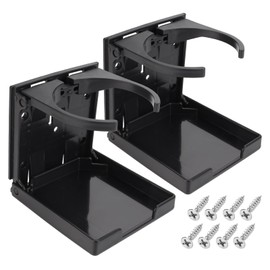 2pcs Foldable Cup Holder Adjustable Wall Mounted Cup Holder 60-100MM Wall Car Desk Drink Holder for Home Trucks RVs Vans Boats Campers Caravans (Black)