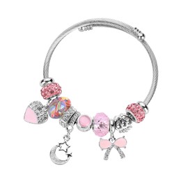 VICTLOV Silver Plated Charm friendship Bracelets for girls,Stainless Steel Bangle bracelets with jewelry box, Adjustable Girls Women Jewelry Suitable for holiday party gifts