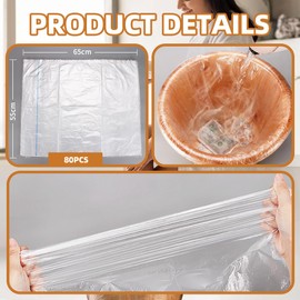 QOCUILC Pack of 80 Disposable Foot Bath Liners, Transparent Plastic, Disposable Foot Bath Pads, Portable Bath Bags, Thin Large Foot Bath Pads for Foot Bath, Pedicure, Spa, Hotel, Home Use, 65 x 55 cm