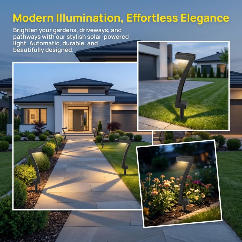 Ousam Led Solar Lawn Lights 7-Shaped Solar Walkway Light Outdoor