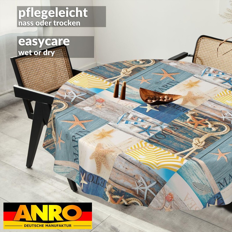 ANRO Oilcloth Tablecloth Wax Tablecloth Washable Garden Tablecloth Round Oval