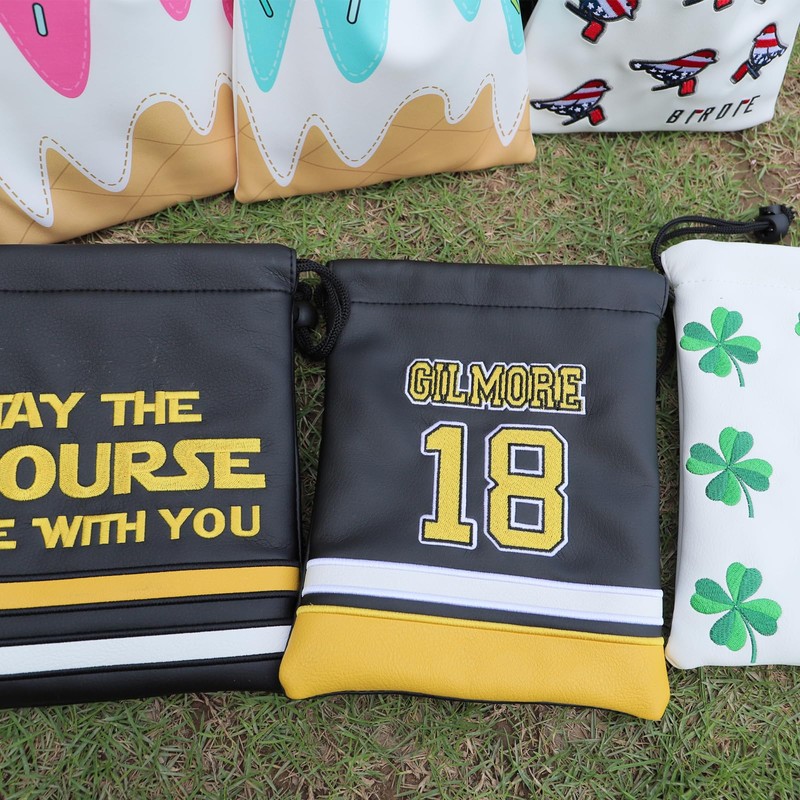 Aliennana Golf Valuables Pouch, Leather Golf Tee Pouch with Drawstring